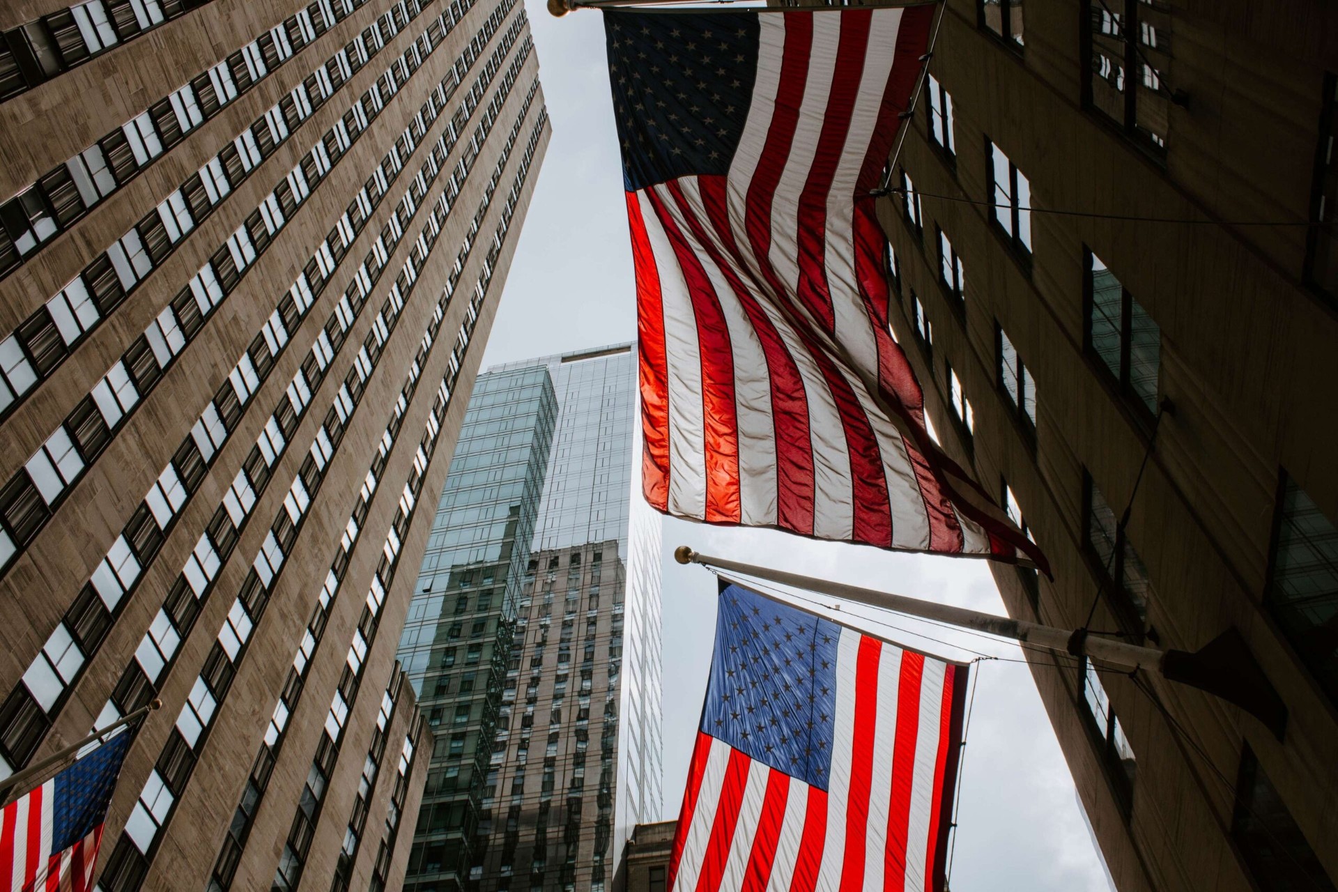 American flags on buildings representing EB-5 immigration